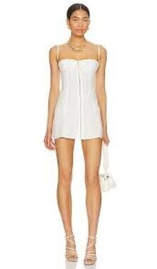 INDAH Karina Mini Dress White Linen SEXY BEACH VACATION RESORT Small S Bustier